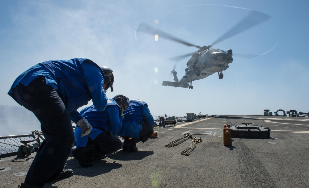 Sea Hawk lands on USS Mitscher