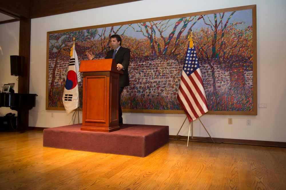 Defense secretary attends farewell reception in honor of Ambassador Mark Lippert