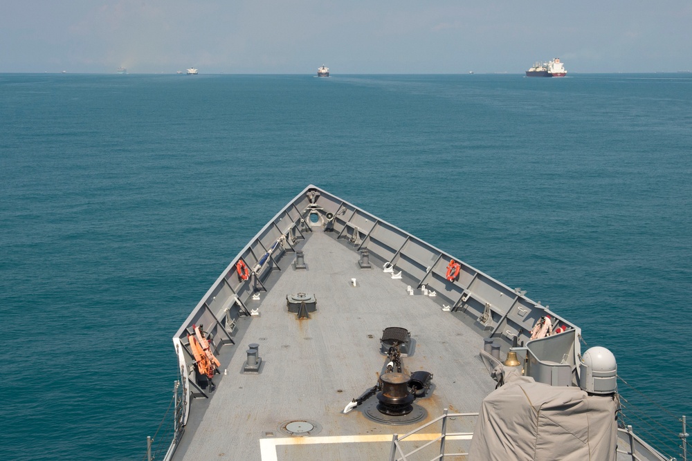 USS Rodney M. Davis transits the Strait of Malacca
