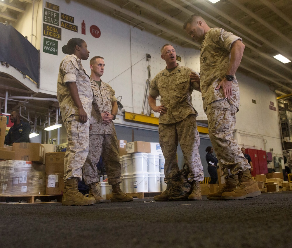 II MEF sergeant major speaks to 24th MEU Marines aboard USS Iwo Jima