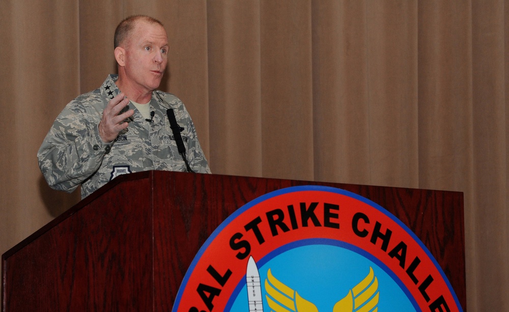Lt. Gen. Stephen Wilson makes the opening remarks at Global Strike Challenge 2014