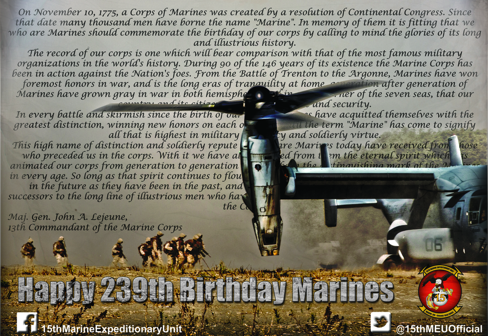 Happy 239th Marine Corps Birthday poster