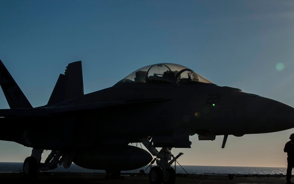 Moment of relaxation before air ops begin for the day