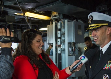USS Roosevelt CO conducts media interview during Lisbon port visit