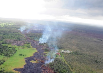 Pahoa lava flow aerials