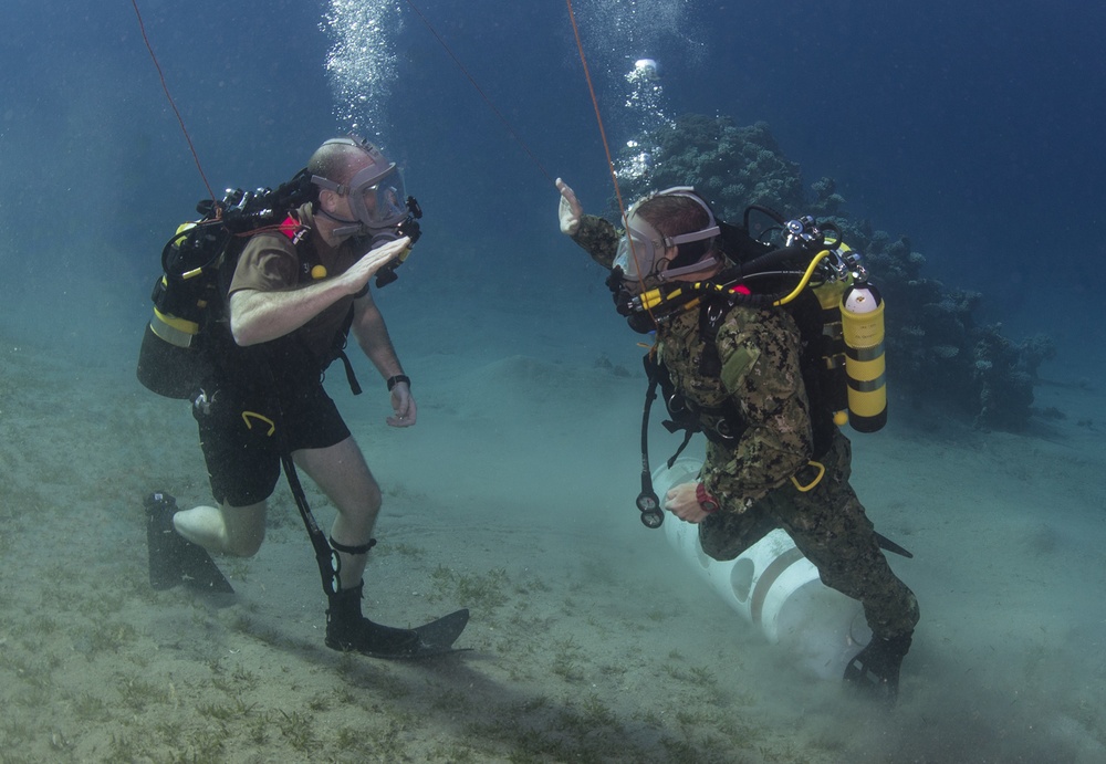Explosive ordnance disposal divers