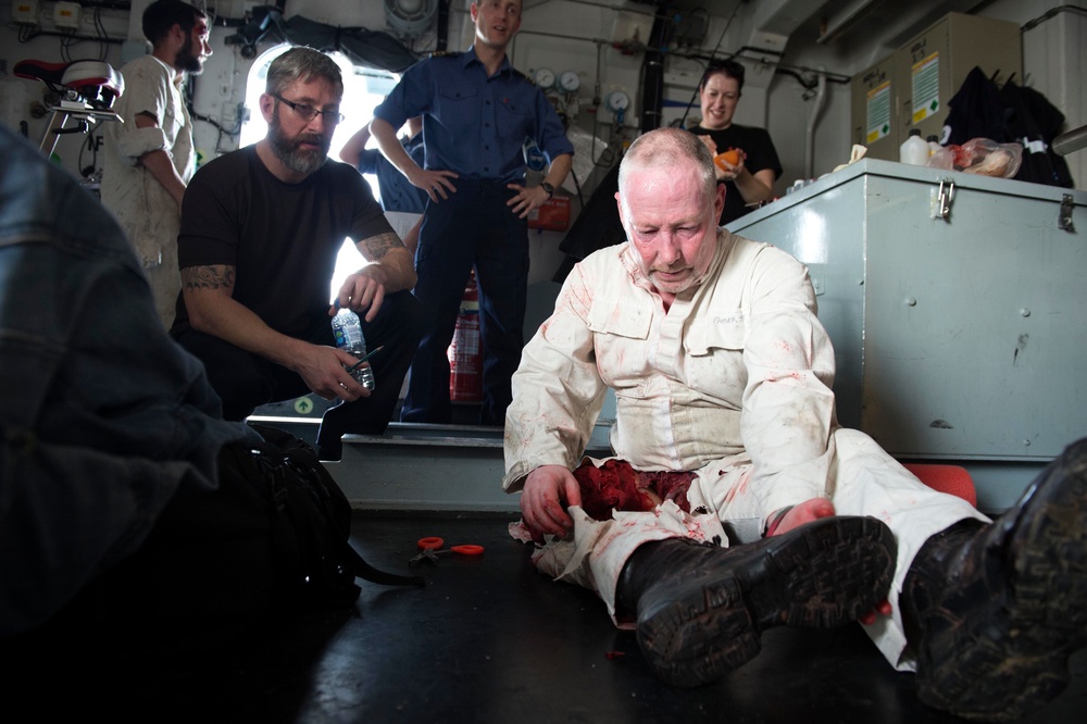 Mass casualty drill at sea