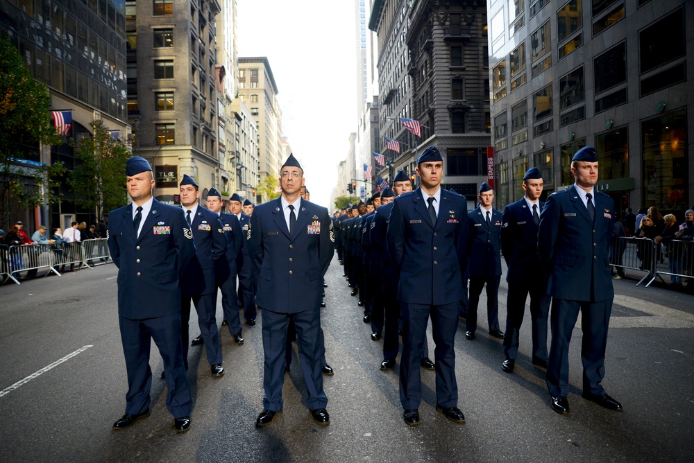 Joint Base Airmen march in NYC Veterans Day Parade