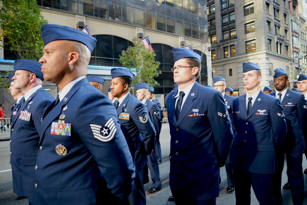 Joint Base Airmen march in NYC Veterans Day Parade