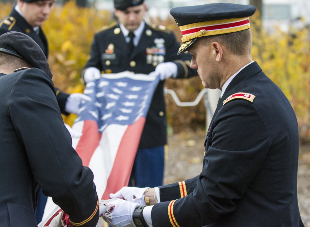 Army Reserve troops retire flag at Argonne National Laboratory