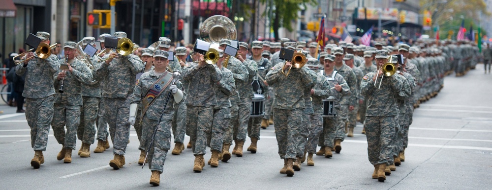 New York Army National Guard 719th TC marches in New York City Veterans Day Parade