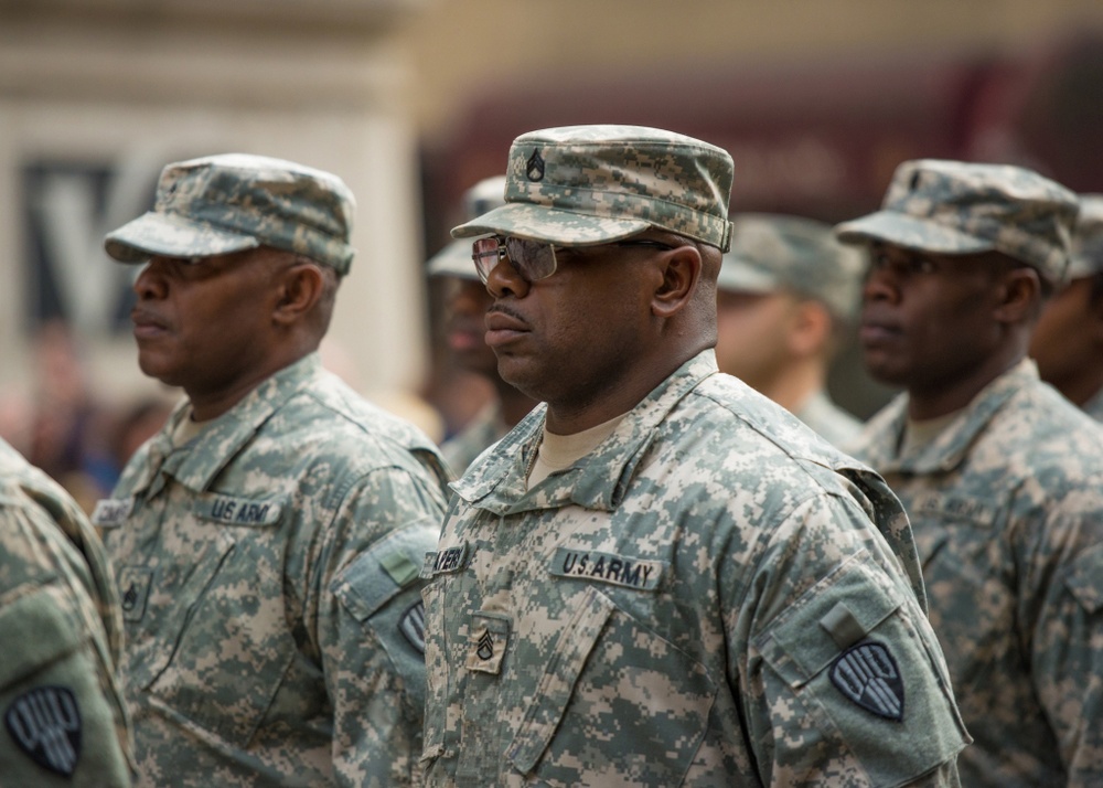 New York Army National Guard 719th TC marches in New York City Veterans Day Parade