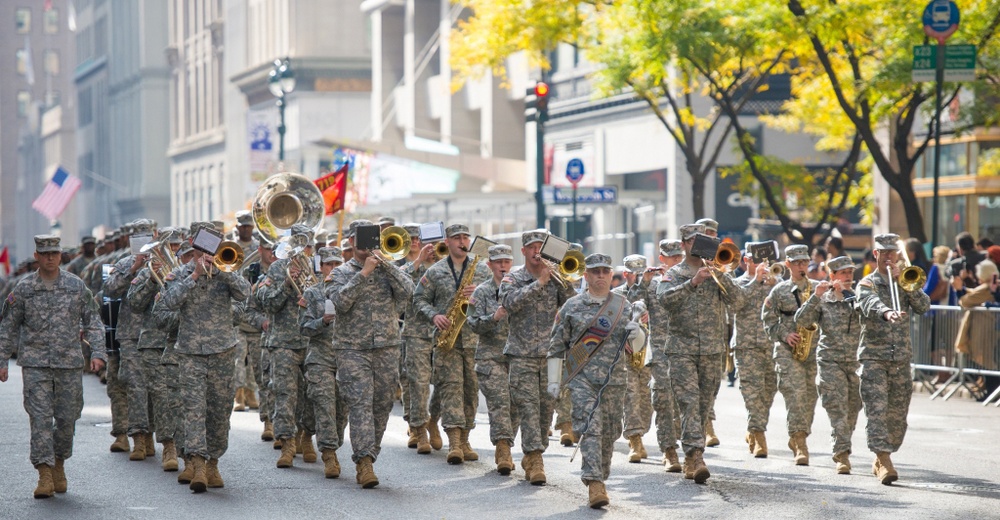 42nd Infantry Division &quot;Rainbow&quot; Band Marches in New York City Veterans Day Parade