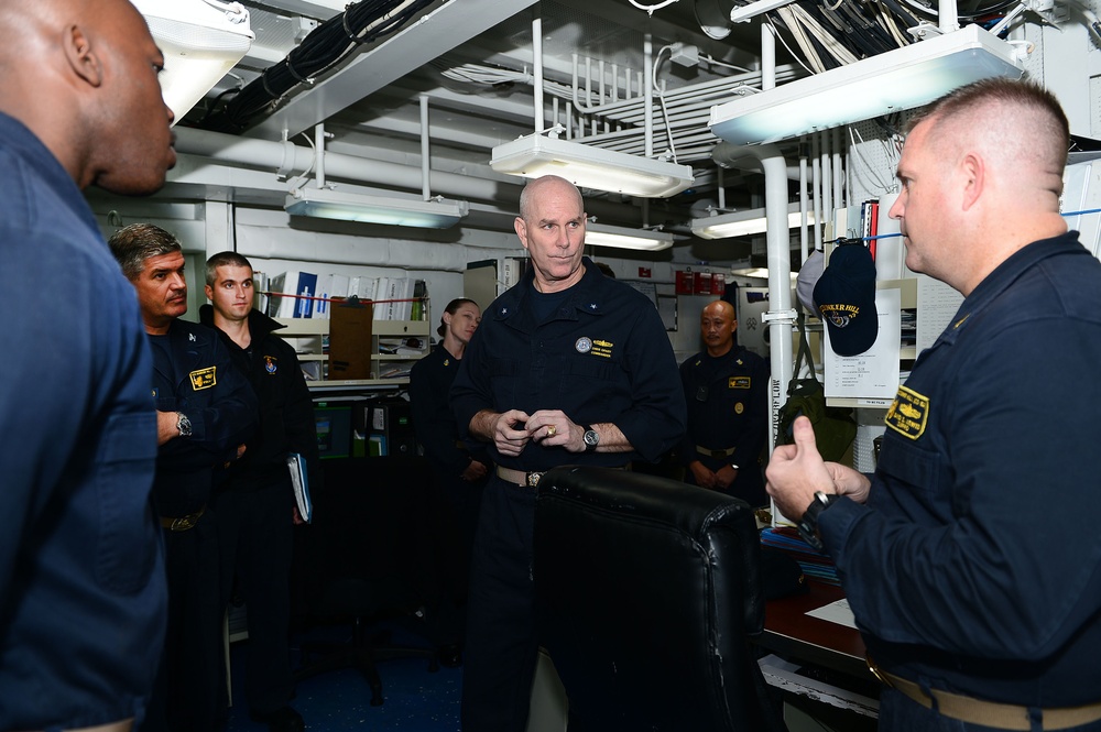 Carrier Strike Group One commander visits USS Bunker Hill