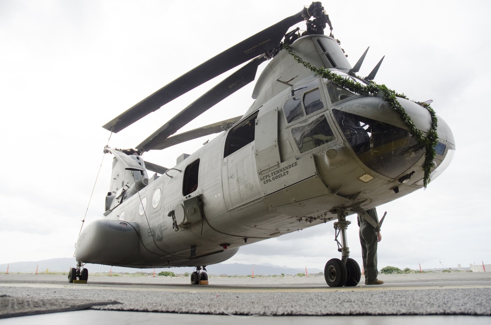 Marines bid 'aloha' to Phrog: Pacific Aviation Museum hosts ceremony for CH-46E Sea Knight