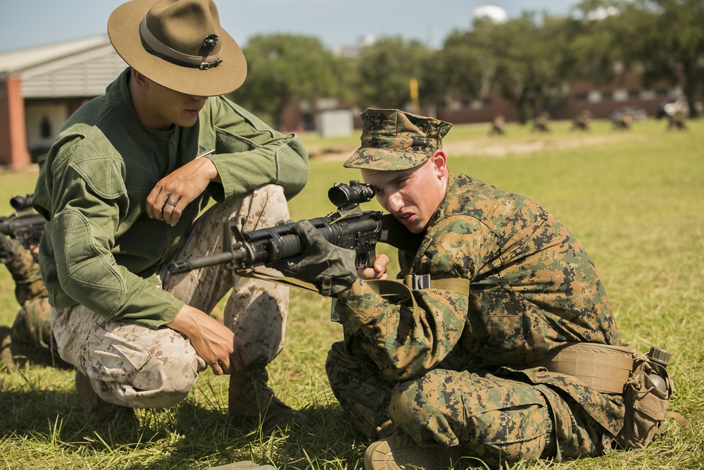 Marine recruits learn marksmanship fundamentals on Parris Island