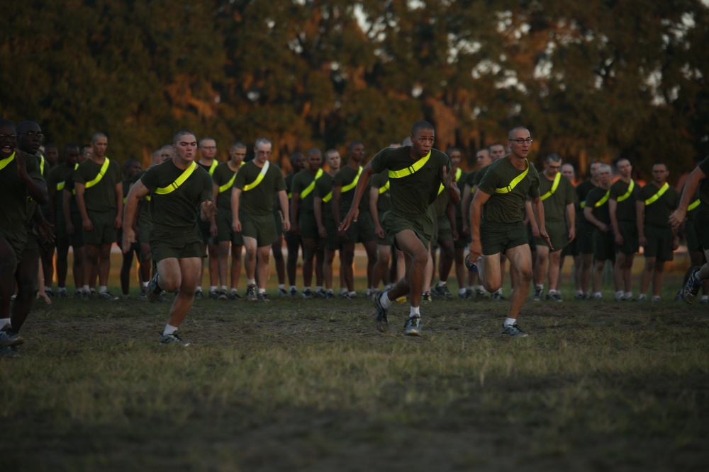 Photo Gallery: Marine recruits charge through physical fitness session on Parris Island