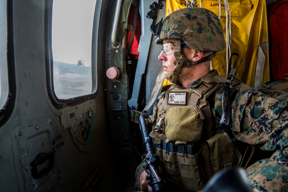 15th MEU Marines practice helicopter procedures