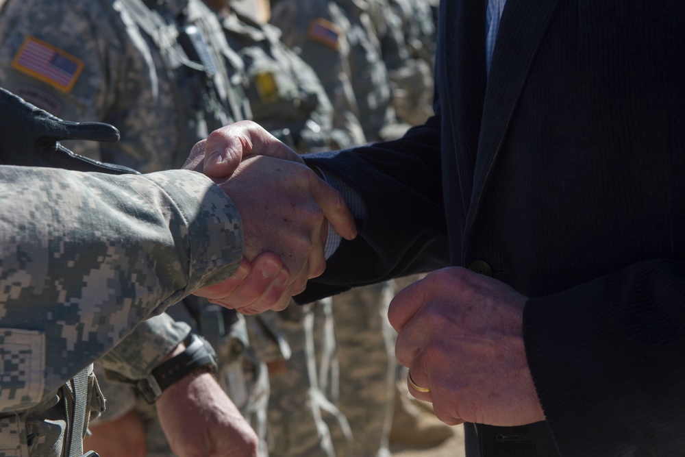 Secretary of Defense Chuck Hagel at Fort Irwin