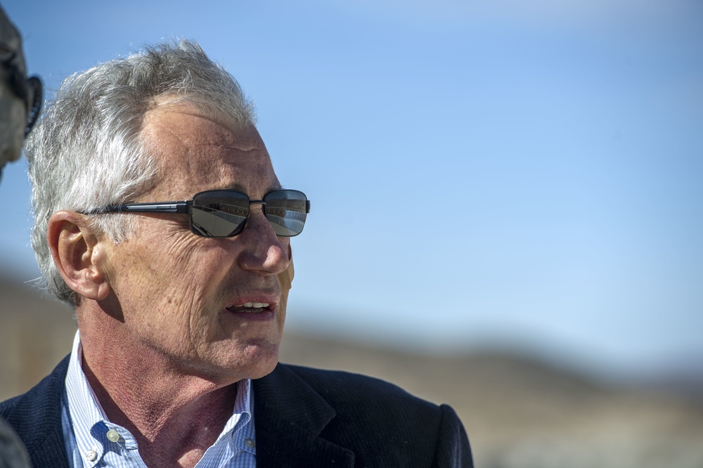 Secretary of Defense Chuck Hagel at Fort Irwin