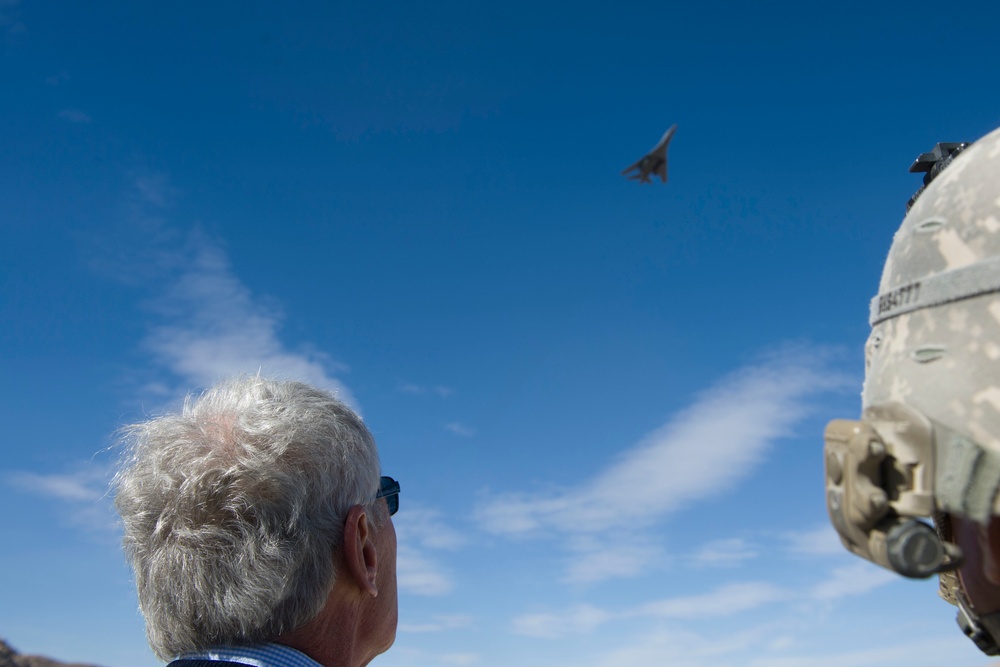 Secretary of Defense Chuck Hagel at Fort Irwin