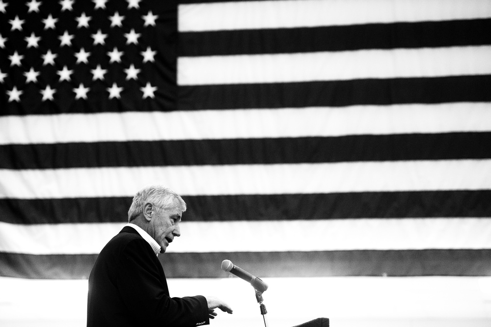 Secretary of Defense Chuck Hagel at Fort Campbell