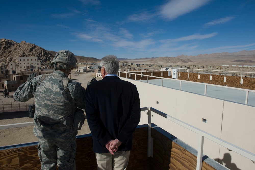 Secretary of Defense Chuck Hagel at Fort Irwin