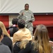 Lt. Col. LaDary Franklin talks to Soldiers and family members of the 36th Engineer Brigade