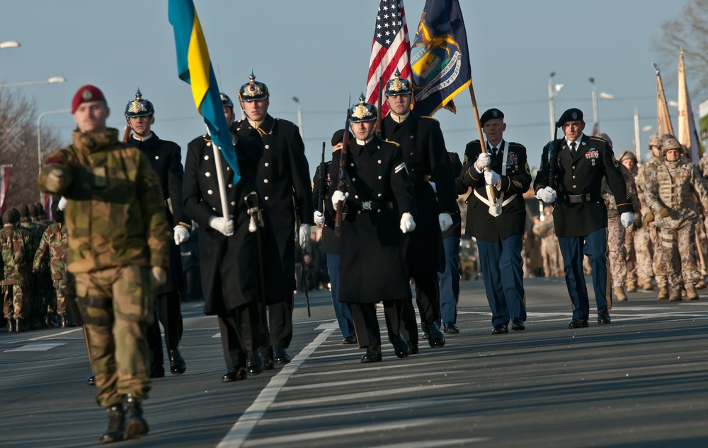 US soldiers honor Latvia's 96th year