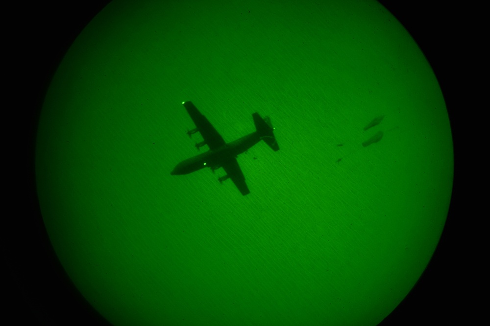 Night airborne operation at Juliet Drop Zone in Pordenone, Italy, Nov. 18