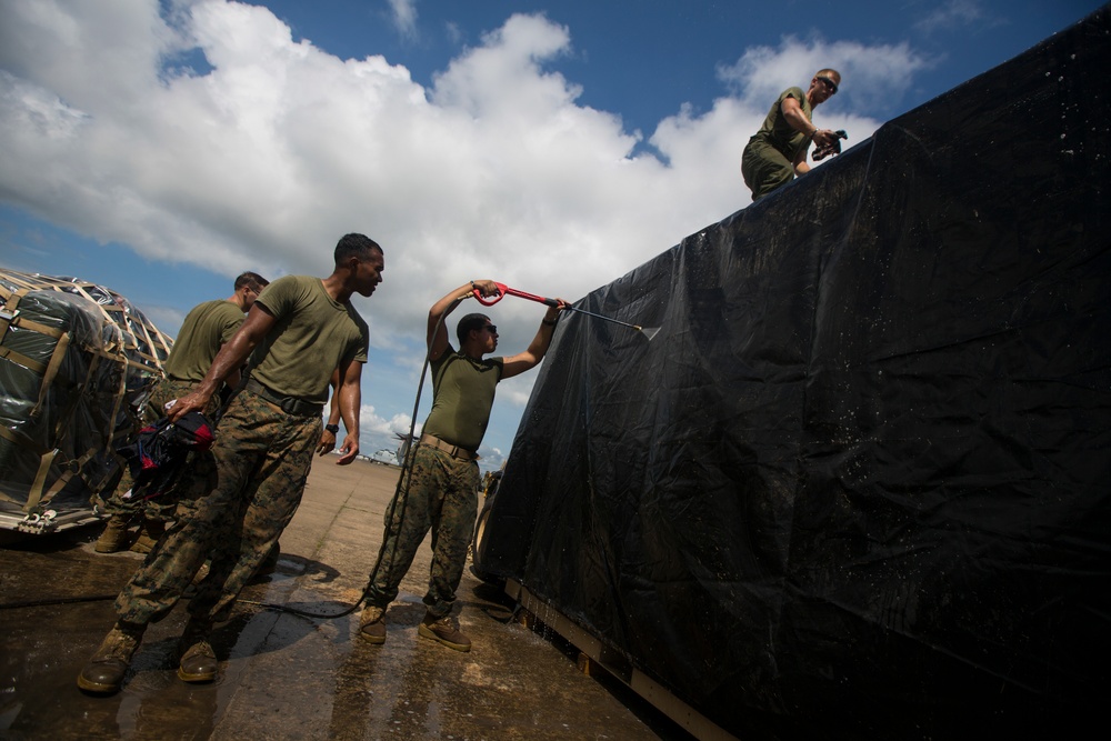 SPMAGTF-CR-AF Cleans and Decontaminates Gear in Liberia