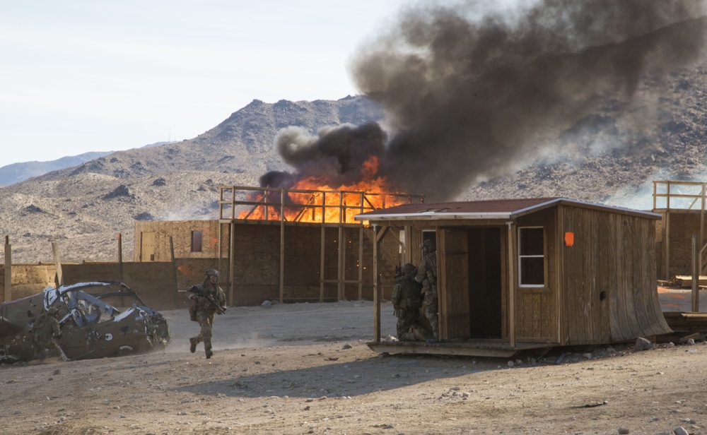 Army Rangers assault and raid enemy compound