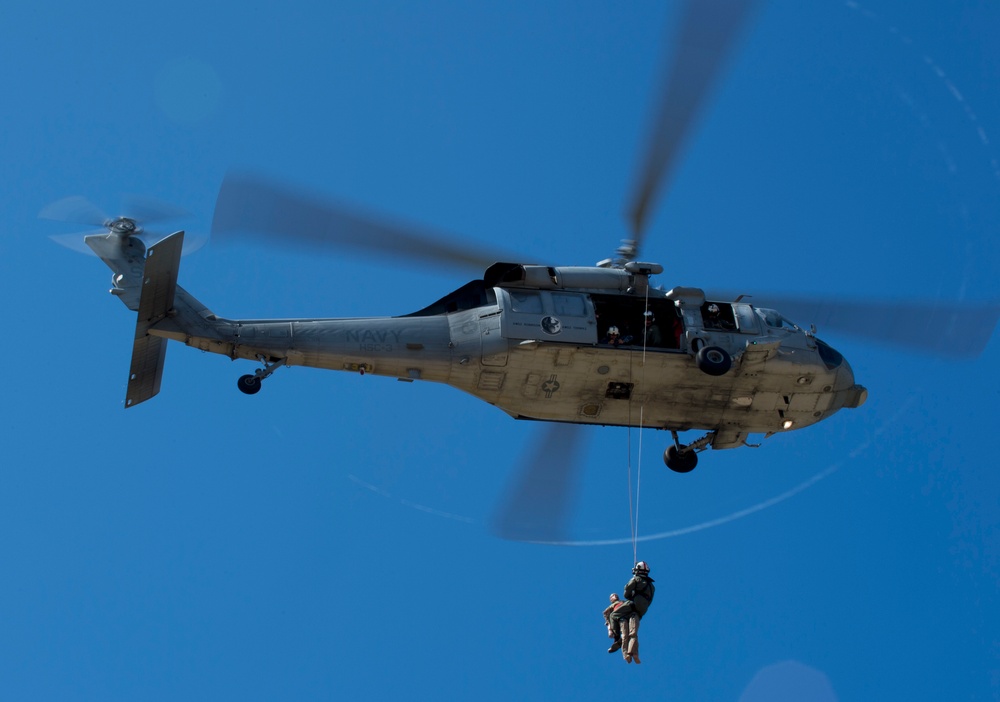 Naval aircrew performs search and rescue exercise