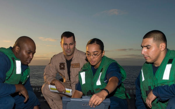 MQ-8B Fire Scout unmanned autonomous helicopter aboard the littoral combat ship USS Fort Worth (LCS-3)