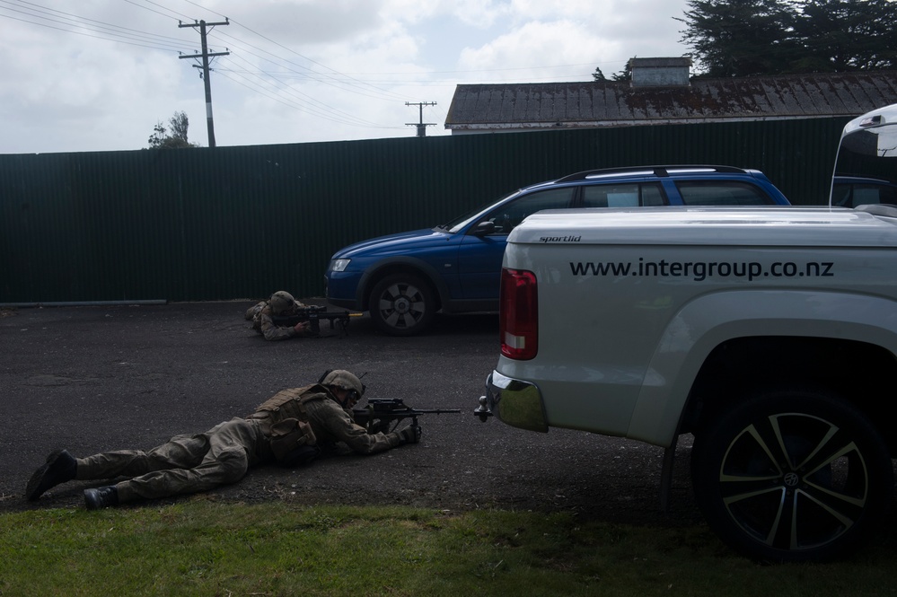 New Zealand Defence Force soldiers conduct cordon and strike training mission