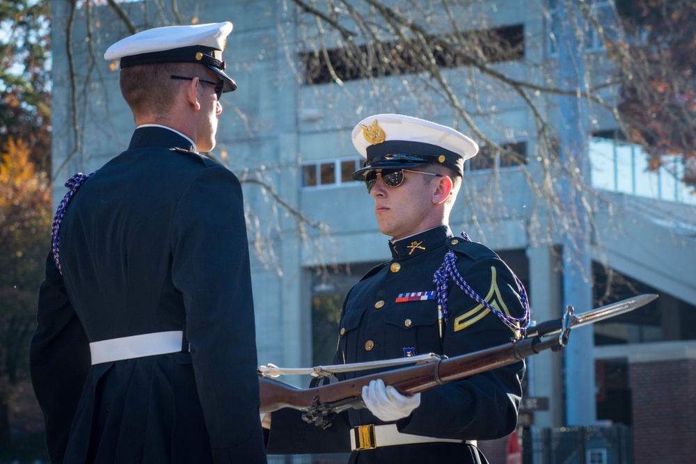 Clemson University's Pershing Rifles posts honor guard at Scroll of Honor