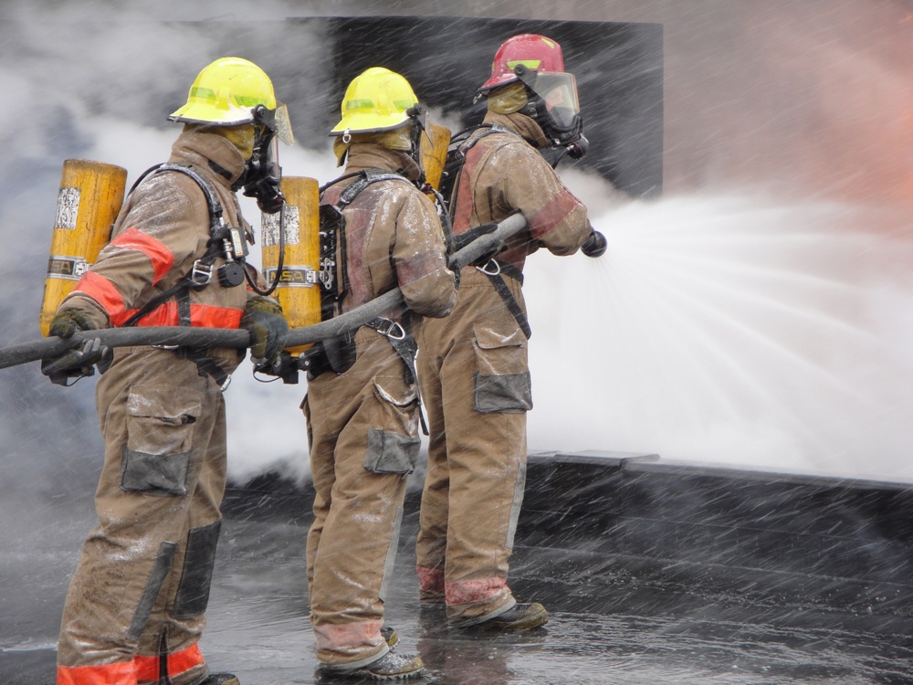 Coast Guard fire fighting training