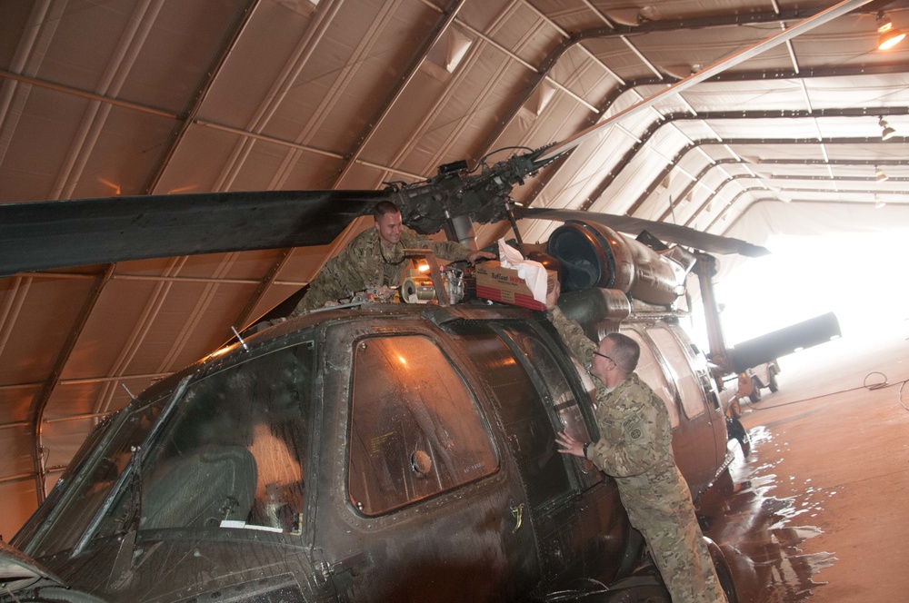 Dedication to the job: Spc. Rohaley, the UH-60 mechanic