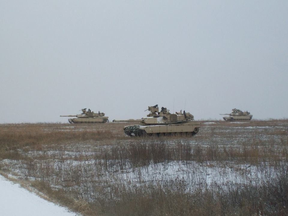 M1A2 Abrams manuever across snow