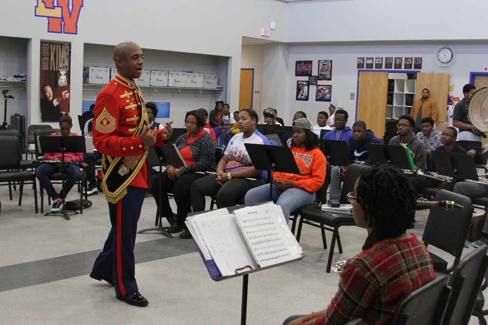 Commandant’s Own Drum Major visits Landry-Walker High School