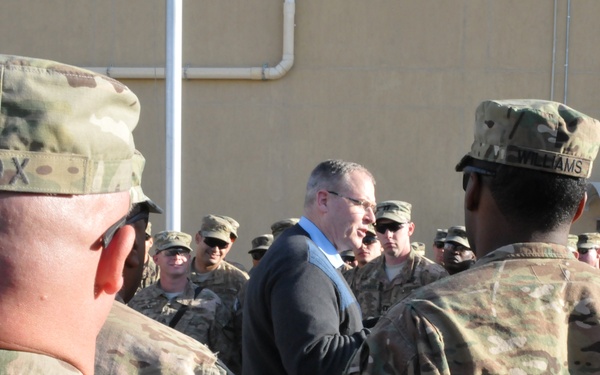 Deputy Secretary of Defense greets troops at Kandahar Airfield