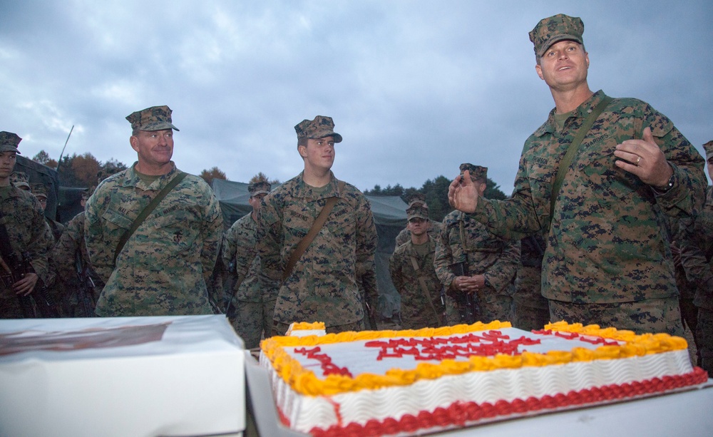 Artillery Marines celebrate 239th birthday in field environment