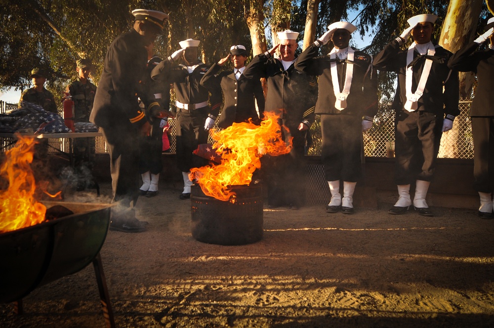 USS New Orleans Sailors participate in American flag retirement ceremony