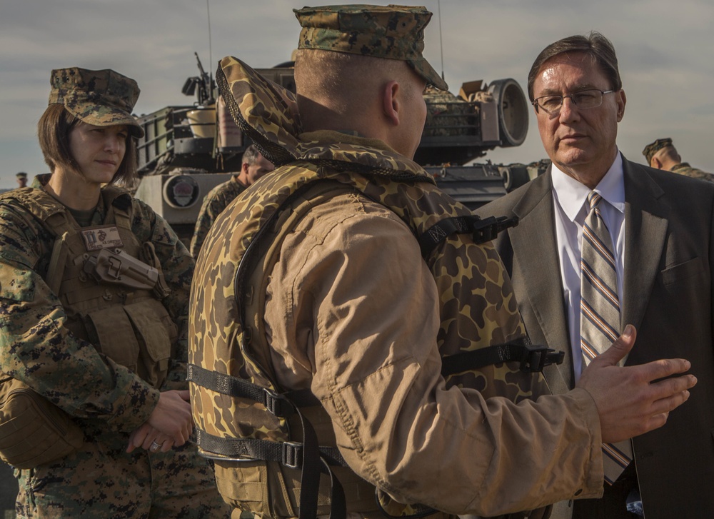 US Acting Assistant Secretary of Defense for Logistics and Materiel Readiness, Mr. Paul Peters, visits 2D MLG Marines