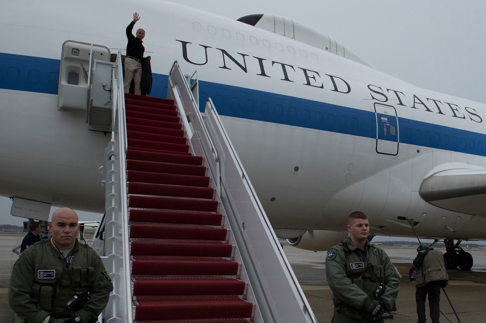 Secretary of defense departs Joint Base Andrews for Afghanistan