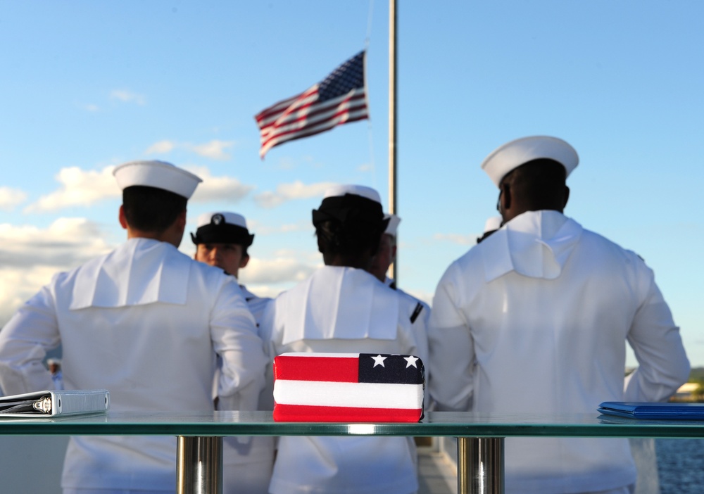 MM2 Smith ash scattering ceremony at USS Utah Memorial