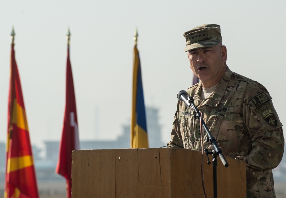 ISAF Joint Command and XVIII Airborne Corps Colors lowering and Casing Ceremony