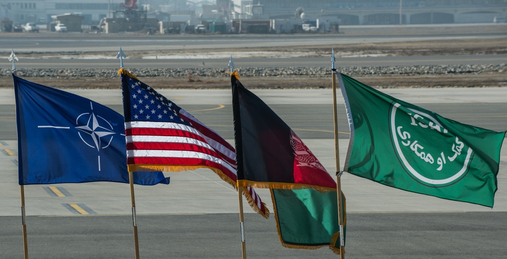 ISAF Joint Command and XVIII Airborne Corps Colors lowering and Casing Ceremony