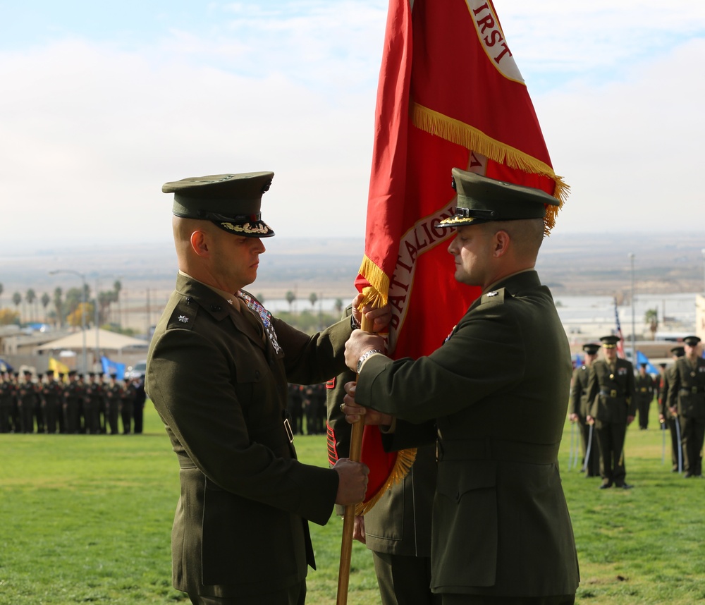 Marines, sailors of ‘First Team’ welcome new battalion commander