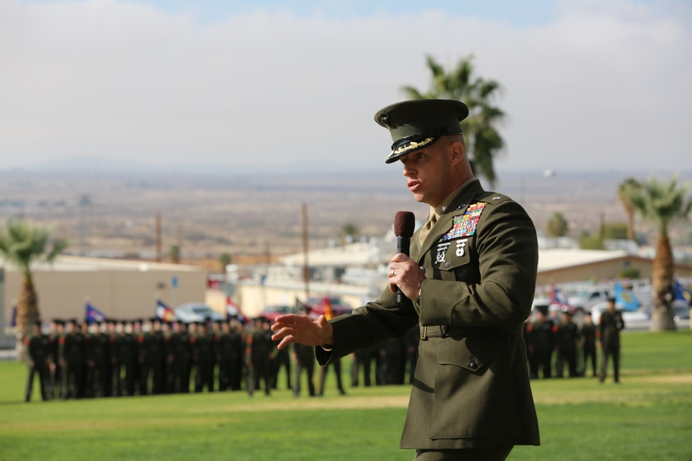 Marines, sailors of ‘First Team’ welcome new battalion commander
